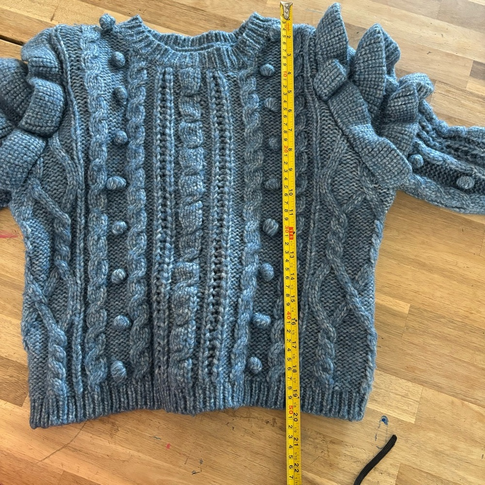 Zara Blue Ruffle Sweater M - Picture 7 of 7